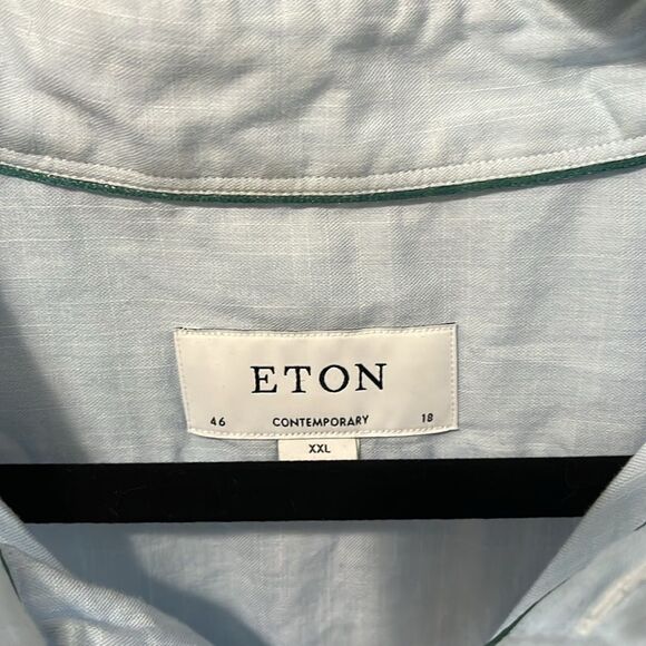 ETON Men's Contemporary Blue Button Down Shirt, Lightweight Twill, Size XXL - Picture 3 of 10